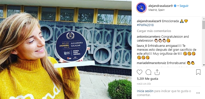 Alejandra Salazar premio Jugadora redes sociales PWPA 2018