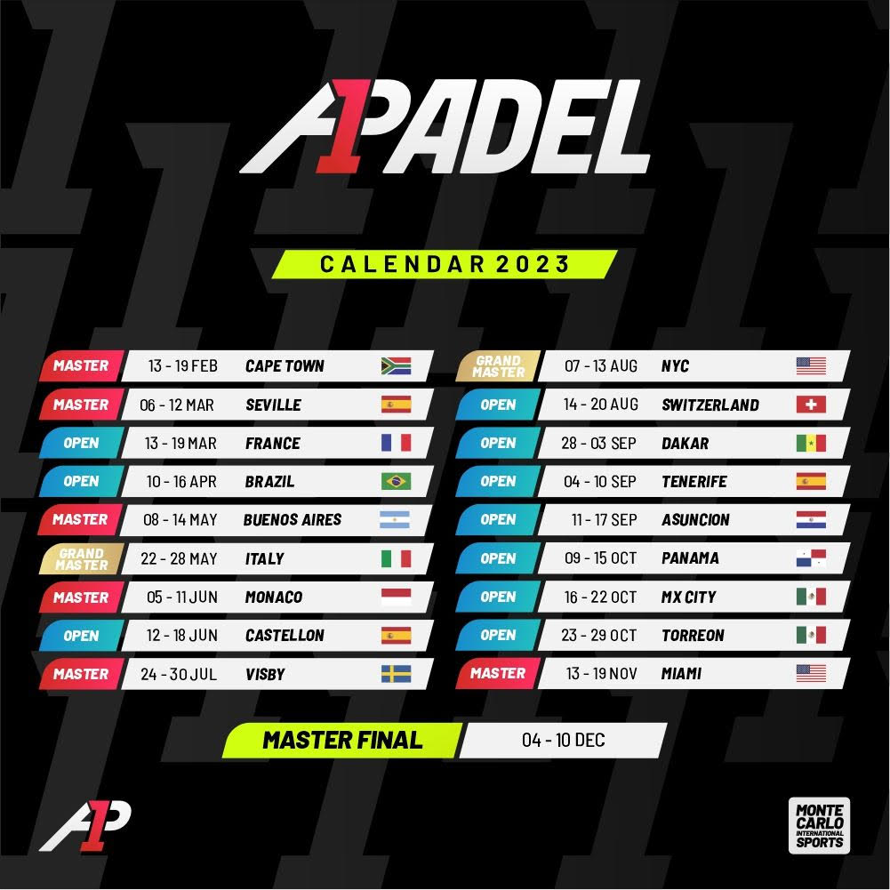 Calendario 2023 A1 Padel