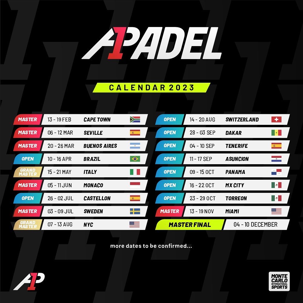 Calendario provisional A1 Padel 2023