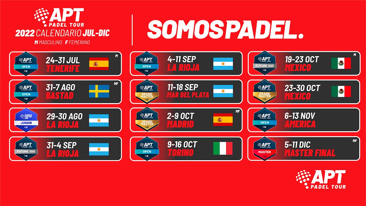 Cambios calendario APT Padel Tour segunda mitad temporada 2022