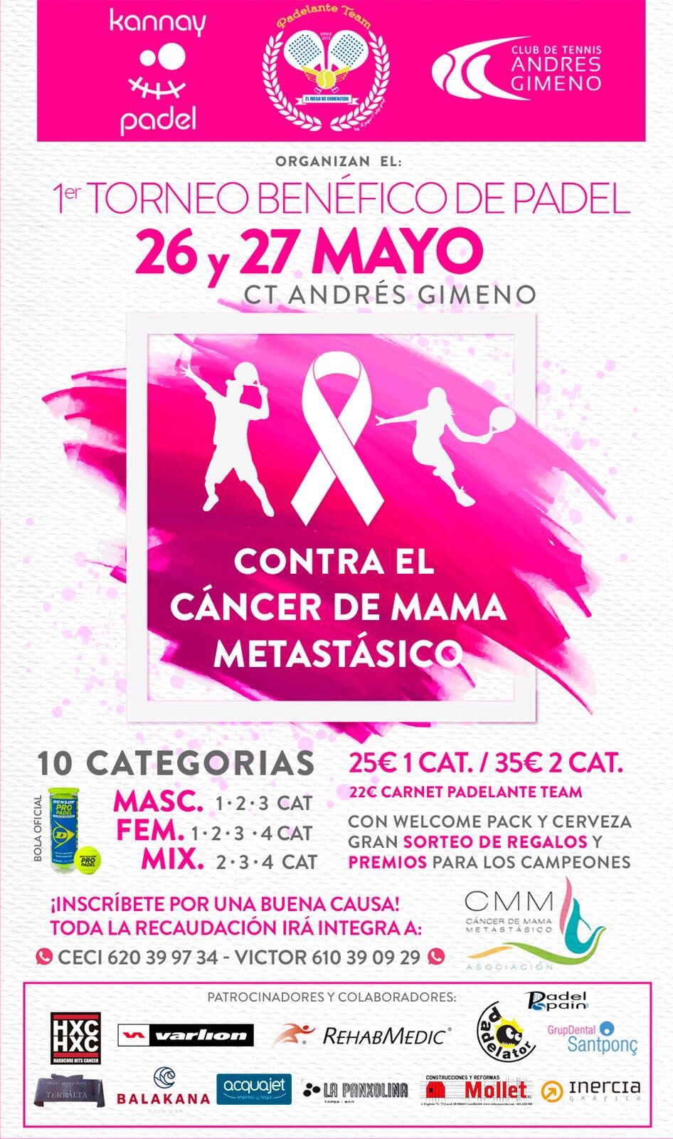 Cartel torneo cáncer metastásico Padelante team 2018