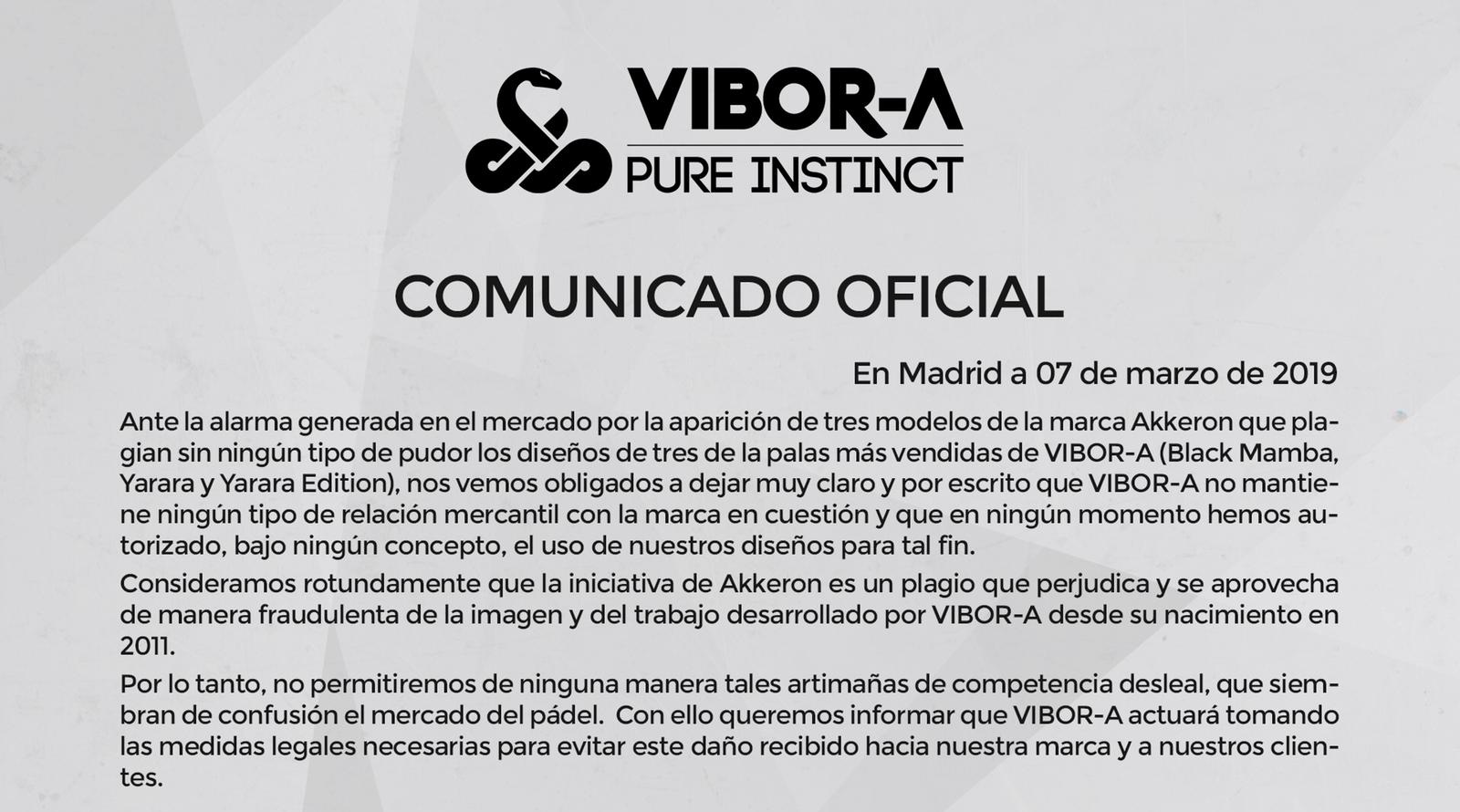 Comunicado oficial Vibor-A palas Akkeron