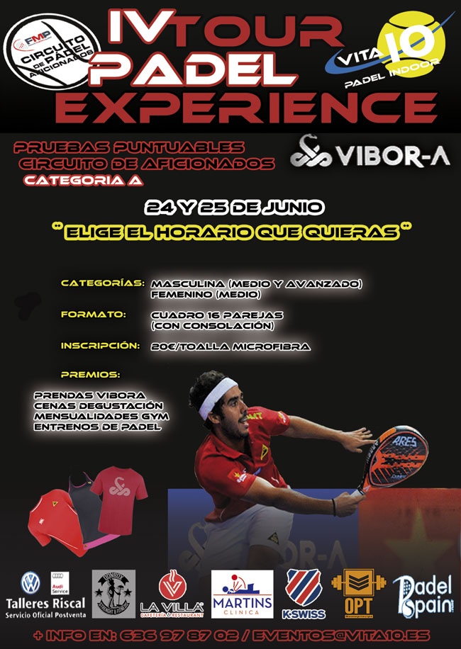 Cartel Vita10 tour padel experience