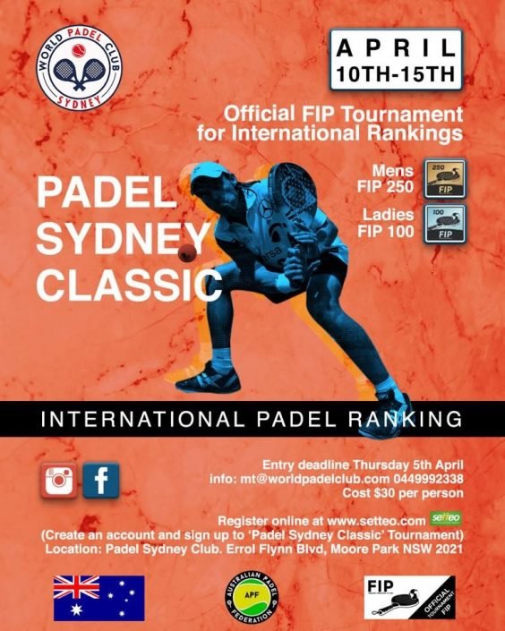 Torneo Padel Sydney Classic FIP abril 2018
