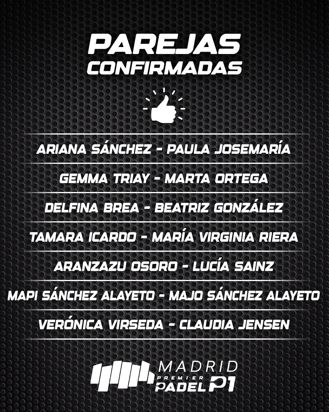 Parejas femeninas Madrid Premier Padel 2023