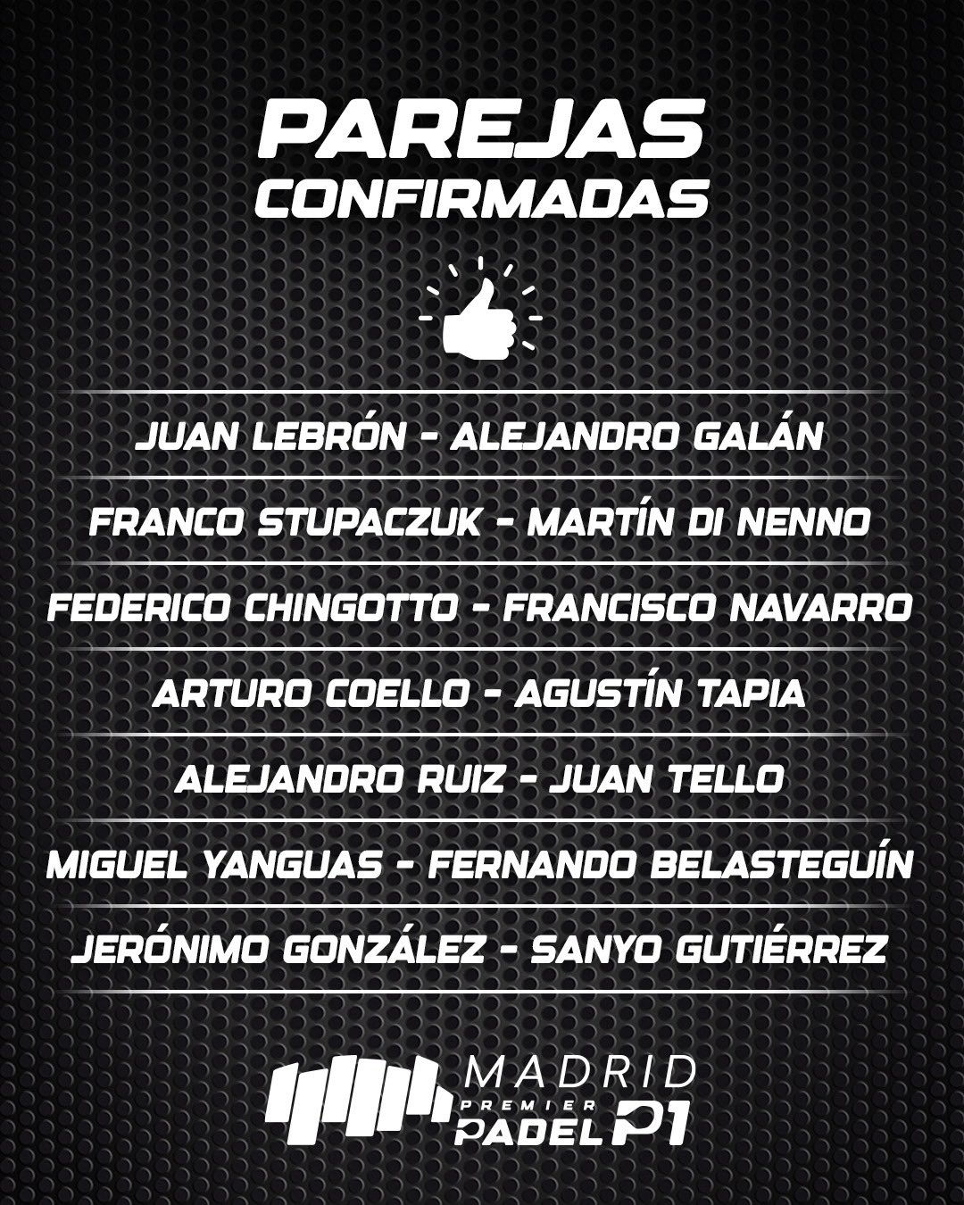 Parejas masculinas Madrid Premier Padel 2023 dentro