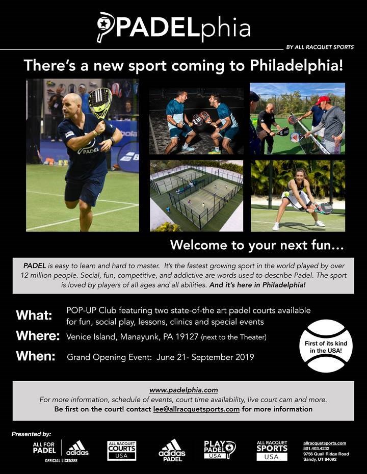 Cartel Padelphia lanzamiento Philadelphia Marcos del Pilar adidas padel