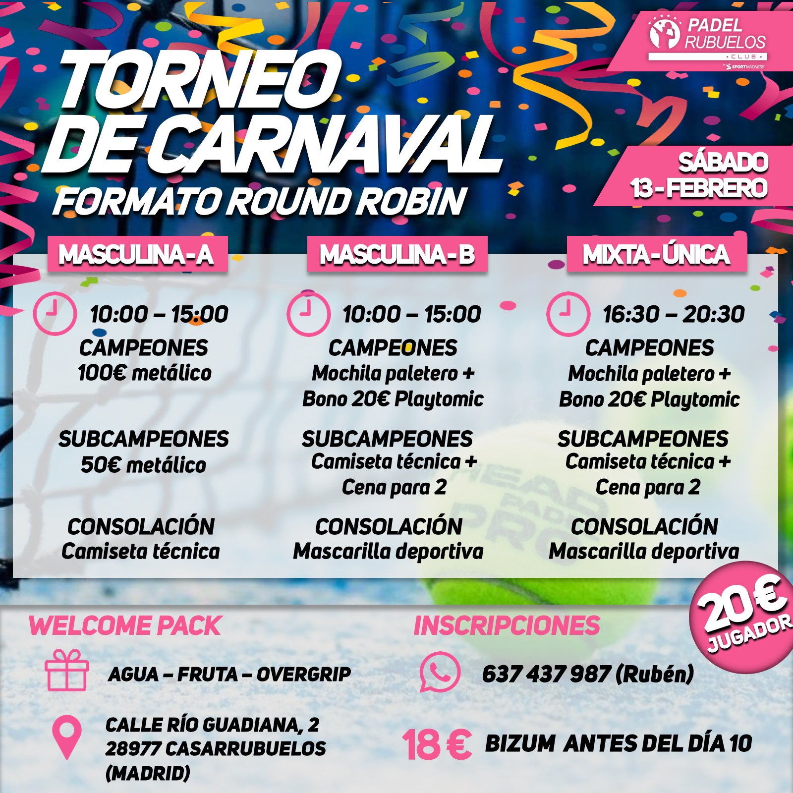Torneo Padel rubuelos carnaval 2021