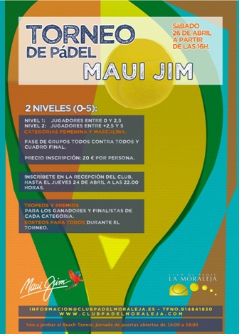 El Club Pdel La Moraleja presenta su torneo en colaboracin con Maui Jim