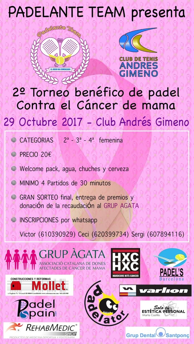 Cartel torneo solidario padelante cncer de mama