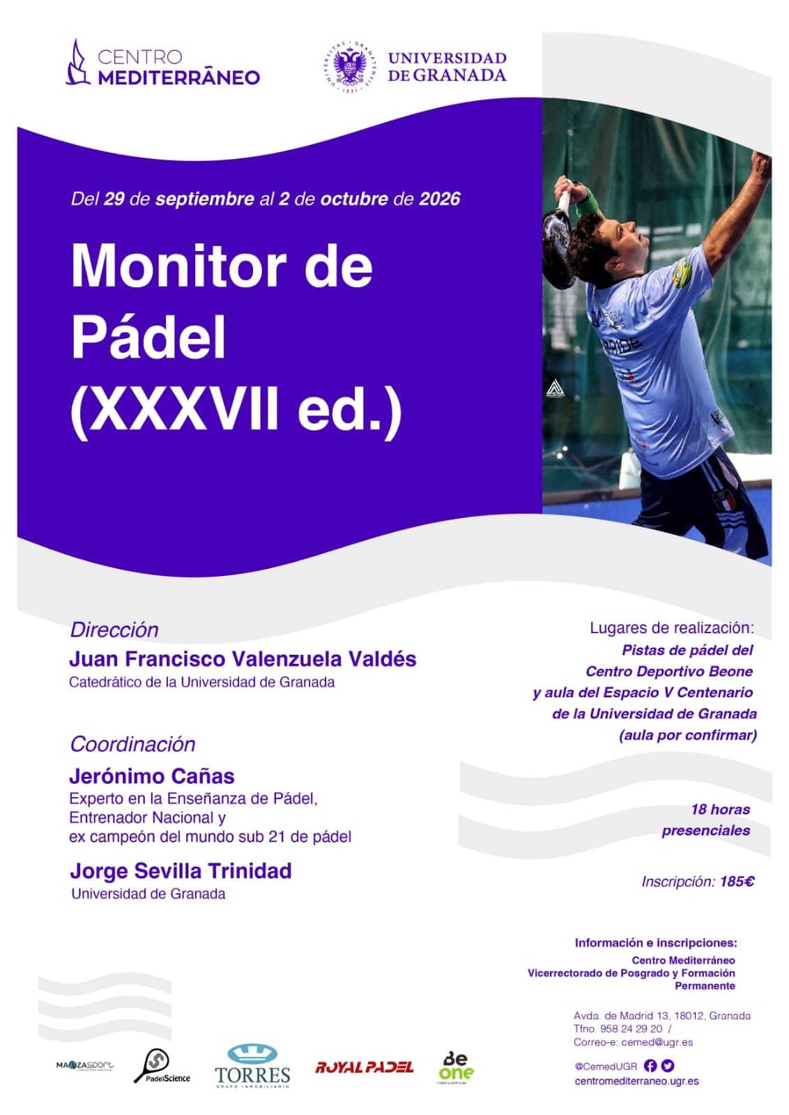 Convocatoria curso pádel Jero Cañas Granada 2026