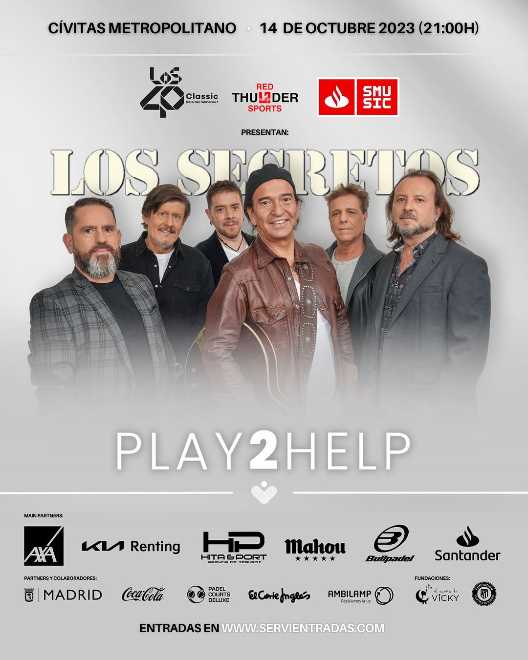 COncierto Los Secretos PLay2Help Civitas Metropolitano 2023