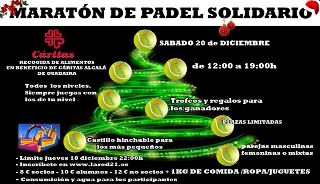 Cáritas organiza un maratón de pádel solidario