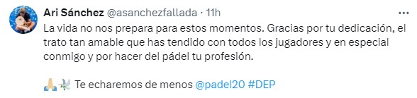 Post Ari Sánchez fallecimiento Carles Prat