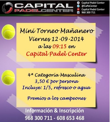 Torneo mañanero y madrugador en Capital Padel Center