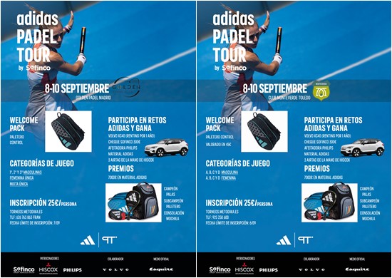 Torneos adidas padel Tour sofinco septiembre 2023